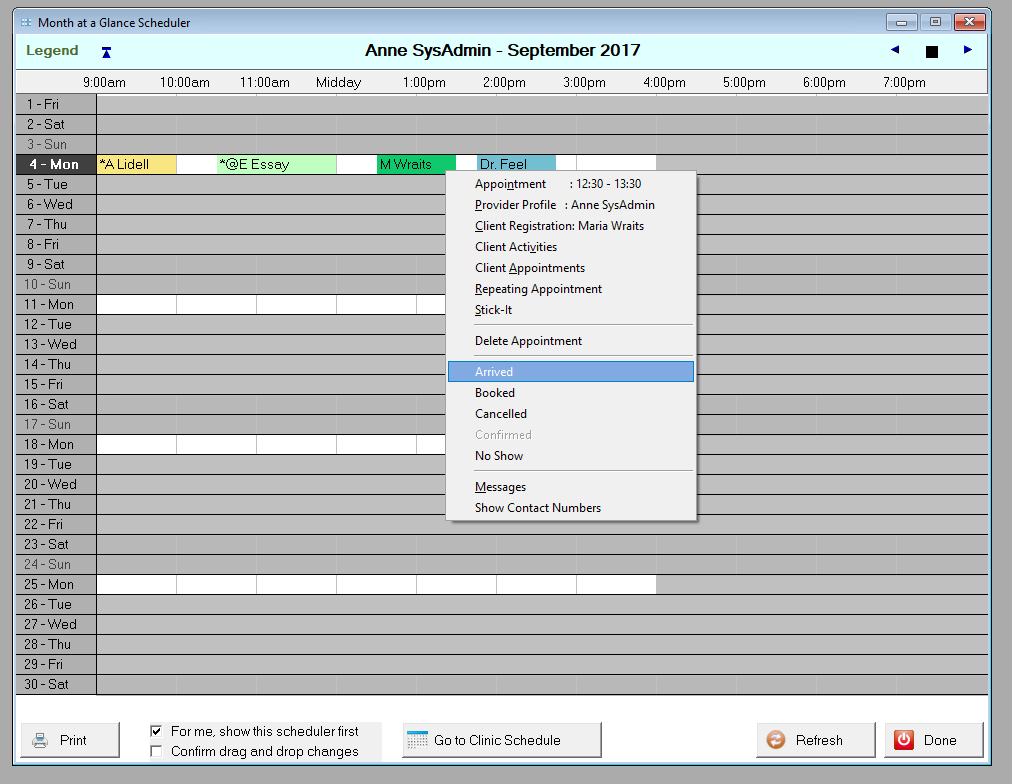 4.2. Change the status of appointments.